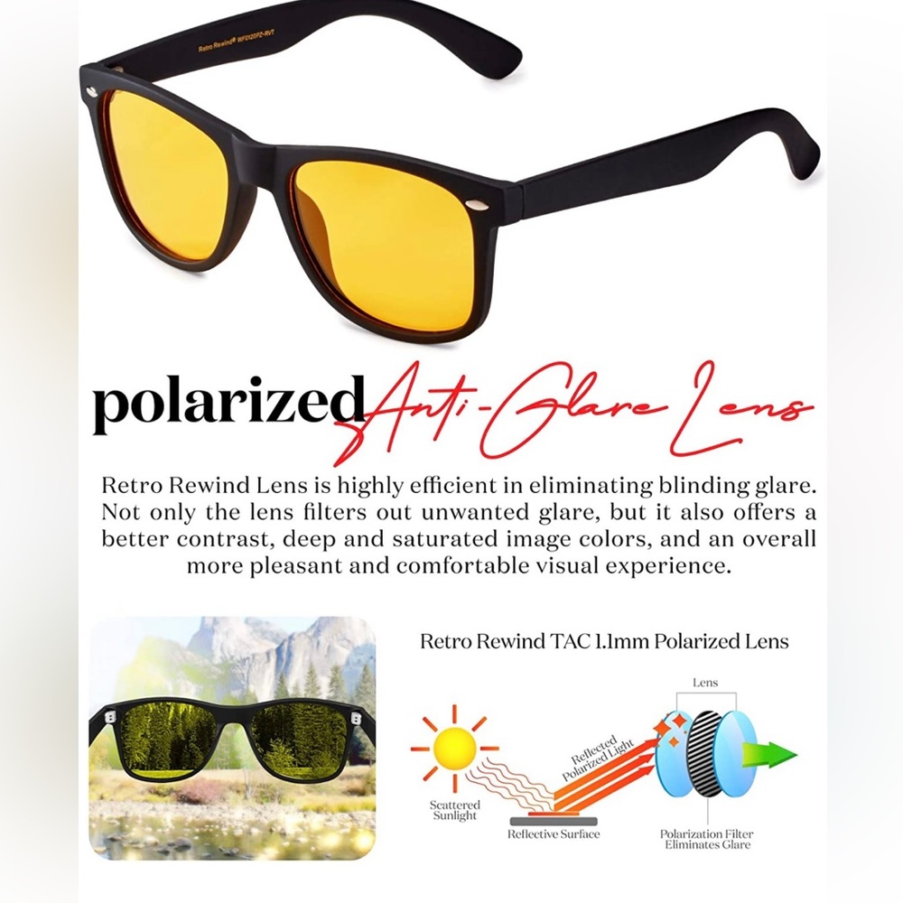Yellow polarized night driving glasses